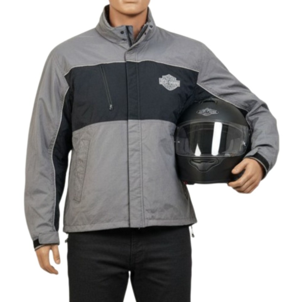 Harley-Davidson Overpass II Rain Jacket Mens XXL Gray Black Waterproof No Hood